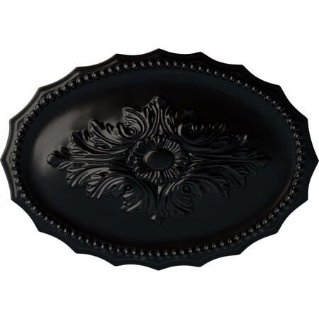 Ekena Millwork Oxford Ceiling Medallion, Hand-Painted Jet Black, 16 7/8"W x 11 3/4"H x 1 1/2"P CM16OXBLF